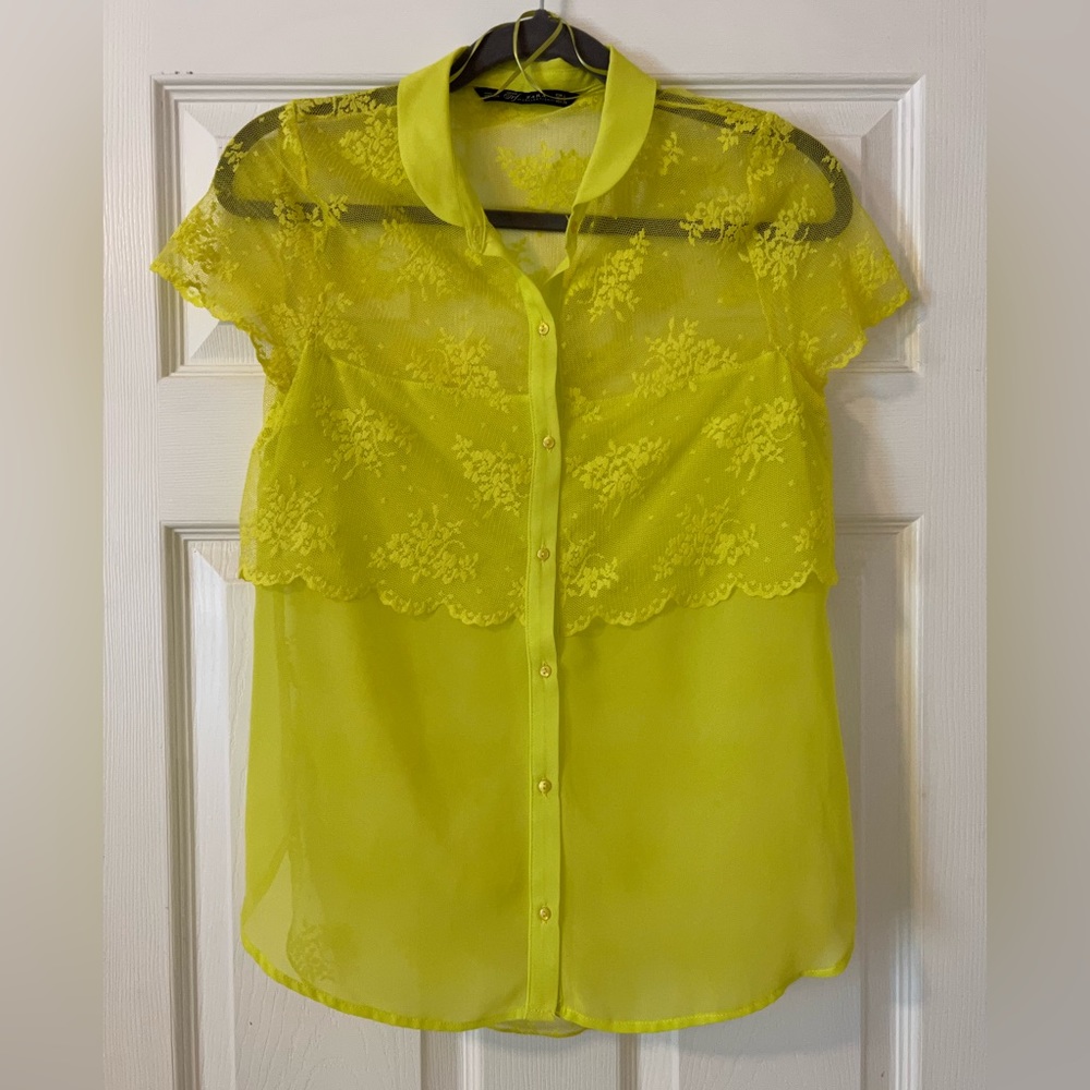 Zara Sheer Top With Lace